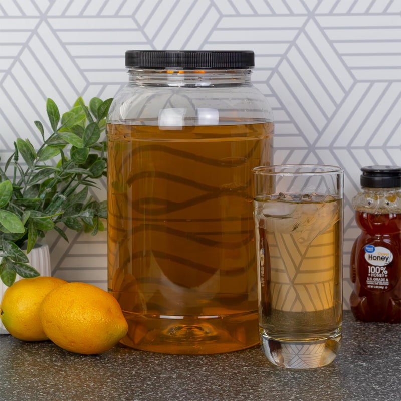 Cornucopia Brands Gallon Plastic Jars (2-Pack); Clear Round Containers w/Black Ribbed Lids, BPA-Free 4-Quart Large Size - Image 3